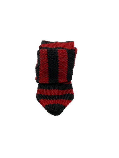 Cravate tricot rayée Noire et Rouge